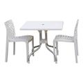 Strata Furniture Lyra Polypropylene Patio Table with Two Karissa Chairs in White