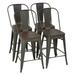 YRLLENSDAN Modern Bar Stool Set of 4 Counter Height Barstool with Back 24 Inches Seat Height Industrial Bar Chairs Indoor Outdoor Metal Kitchen Stools Restaurant Patio Stool Stackable Bronze
