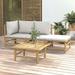 vidaXL 4 Piece Patio Lounge Set with Light Gray Cushions Bamboo