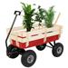 Tcbosik All Terrain Garden Cargo Wagon w/ Wood Railing Outdoor Kids Children Garden Cart 10 Wheels Red