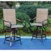 Summit Living 2-Piece Outdoor Swivel Bar Stool Set Patio Count Height Chairs Black & Brown