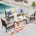 Summit Living 4 Pieces Patio Conversation Set Outdoor Metal Furniture Sectional Sofa for 5 People with Beige Cushion