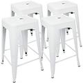 24 inches metal barstool set of 4 â€“ counter height backless bar stool for kitchen island breakfast outdoors pub restaurant patio â€“ stackable heavy duty modern & industrial (glossy white)