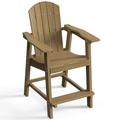 DEXTRUS 25 Tall Adirondack Chair Poly Bar Height Balcony Chairs Weather Resistant Outdoor Barstool Lifeguard Chair for Deck Pool Patio and Porch Brown
