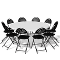 Magshion 11 Pieces 5 Ft Outdoor Plastic Dining Table and Chair Set Fold-in-Half Picnic Desk with Handle and 10Pcs Folding Chairs White