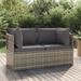 vidaXL 2-Seater Patio Sofa with Cushions Gray Poly Rattan