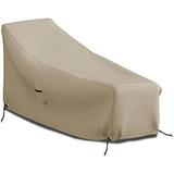Patio Chaise Lounge Cover 12 Oz Waterproof - 100% Weather Resistant Outdoor Chaise Cover PVC Coated With Air Pockets And Drawstring For Snug Fit (66 W X 28 D X 30 H Beige)