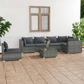 moobody 7 Piece Patio Lounge Set with Cushions 3 Corner Sofas 3 Middle Sofa and Coffee Table Conversation Set Poly Rattan Gray Outdoor Sectional Sofa Set for Garden Balcony Yard Deck