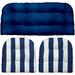 DÃ©cor Indoor Outdoor 3 Piece Tufted Wicker Cushion Set (Standard Royal Cobalt Blue Cobalt Blue White Stripe)