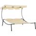 Patio Double Chaise Lounge Chair Outdoor Wheeled Hammock Daybed With Adjustable Canopy And Pillow For Sun Room Garden Or Poolside Beige