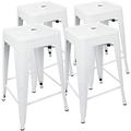 24 inches metal barstool set of 4 â€“ counter height backless bar stool for kitchen island breakfast outdoors pub restaurant patio â€“ stackable heavy duty modern & industrial (glossy white)