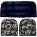 Indoor Outdoor 3 Piece Tufted Wicker Cushion Set (Large Navy Blue Daelyn Navy)