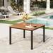 Sophia & William Outdoor Dining Table Patio Teak-Grain Steel Square Table for 4-Person