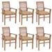 OWSOO Dining Chairs 6 pcs with Beige Cushions Solid Teak Wood