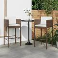 moobody 2 Piece Bar Stools with Cushions Brown Poly Rattan Counter Height Barstools Garden Chair for Bistro Cafe Home Patio Indoor Outdoor Furniture 19.7 x 18.9 x 39.4 Inches (W x D x H)