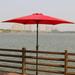 Red 9 Pole Umbrella with Carry Bag Weather-Resistant Polyester Canopy Crank Lever for Easy Open and Close