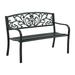 Patio Bench Freestanding Garden Bench with Sturdy Legs Outdoor Bench Seating with Armrest and Durable Metal Frame for Yard Porch Entryway Park Green