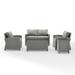 HomeStock Eclectic Elegance 5Pc Outdoor Wicker Conversation Set Gray/Gray - Loveseat Side Table Coffee Table & 2 Armchairs