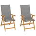 Patio Chairs 2 pcs with Gray Cushions Solid Teak Wood