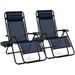 2 PCS Chair Outdoor Chaise Lounge With Cup Holder Patio Folding Chairs Recliner For Yard Pool Lawn Balcony