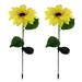 2pcs Solar Sunflower Light Outdoor Garden Stake Waterproof LED Lights for Patio Lawn Yard Backyard Decoration