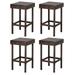 IVV 4pcs Modern Bar Chair Brown Gradient Contemporary Rattan Bar Stools with Footrest