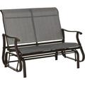 2-Person Outdoor Glider Benchï¼ŒPatio Glider Loveseat Chair With Powder Coated Steel Frameï¼Œ2 Seats Porch Rocking Glider For Backyard Lawn Garden And Porch Mixed Grey