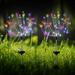 Landscape Stakes Lights with Round Solar Panel Multicolor Solar Firework Lights with 2 Lighting Modes for Patio Yard Garden Decor