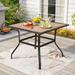 Summit Living Outdoor Dining Table with Faux Wood Top & Umbrella Hole for 4-Person Black