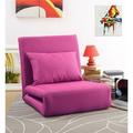 Relaxie Linen 5-Position Adjustable Convertible Flip Chair Sleeper Dorm Bed Couch Lounger Sofa - Pink