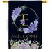 Breeze Decor 28 x 40 in. Welcome E Initial House Flag with Spring Floral Double-Sided Decorative Vertical Flags Decoration Banner Garden Yard Gift