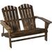 2 Person Adirondack Loveseat Chair For 2 Wooden Double Adirondack For Patio Porch Backyard Garden With High-Back Wide Armrests Brown