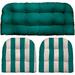 DÃ©cor Indoor Outdoor 3 Piece Tufted Wicker Cushion Set (Large Peacock Blue Peacock Blue White Stripe)