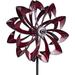 Solar LED Metal Flower Garden Wind Spinner 24.5 Dia. X 11.5 D X 75 H (Crimson)