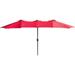 Double-Sided Market Patio Outdoor Umbrella 15 Feet Garden Aluminum Sun Canopy With Crank 2 Middle Red