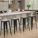 30 Metal Stools Set of 4 Counter Height Backless Stools with Wooden Seat Indoor/Outdoor stools Matte Black