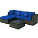5 PCS Patio Rattan Furniture Set Outdoor Rattan Sofa and Table Set Navy