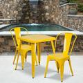 Flash Furniture 23.75-inch Square 3-piece Metal Indoor/ Outdoor Dining Set Yellow