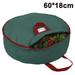 Christmas Wreath Storage Bag Artificial Wreath Container - Garland Holiday Xmas Wreaths Holder Sturdy Handles Strong Oxford Green