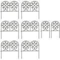 Classic Scroll Iron Fence Wrought Iron Edging 10.5 Feet Long | Garden Flower Bed | Gunmetal | 8 Interlocking Steel Sections with Ground Stakes | 18-Inches Tall