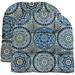 Indoor Outdoor Set of 2 U-Shape Wicker Tufted Seat Cushions (Large Blue Wheel Indigo)