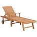 vidaXL Sun Lounger with Blue Cushion Solid Teak Wood