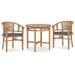 vidaXL Solid Teak Wood Garden Dining Set 3 Piece with White/Gray Cushions