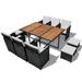 OWSOO 11 Piece Outdoor Dining Set Poly Rattan and Acacia Wood Black
