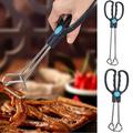 Cheers.US Food Tongs Stainless Steel Kitchen Tongs Heavy Duty Cooking Tongs Good Grips Scissors Tongs with Comfortable Red Handle for Cooking Barbecue Serving Scissors Tongs - Buffet Pliers