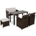 OWSOO 6 Piece Outdoor Dining Set with Cushions Poly Rattan Brown