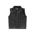 Licupiee Kids Girls Boys Denim Vest Jacket Sleeveless Turn-down Collar Button Closure Jeans Vest Casual Jacket Outwear