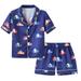 Odeerbi Toddler Pajamas Boys Girls Pajamas Baby Kids Cartoon Flower Print Silk Satin Home Wear Clothes Suit Multicolor