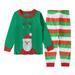 YDOJG Toddler Boys Girls Pajamas Xmas Kids Baby Letter Long Sleeve Cartoon Tops Striped Pants Christmas Sleepwear Pajamas Outfit Set 2Pcs For 3-4 Years