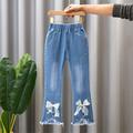Miluxas Girls Casual Denim Pants High Waist Flare Leg Jeans with Pocket Clearance White 5-6Years
